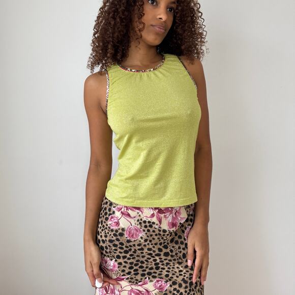 Euro Vintage Lime Shimmer Mesh Tank (S/M) - Picture 2 of 8